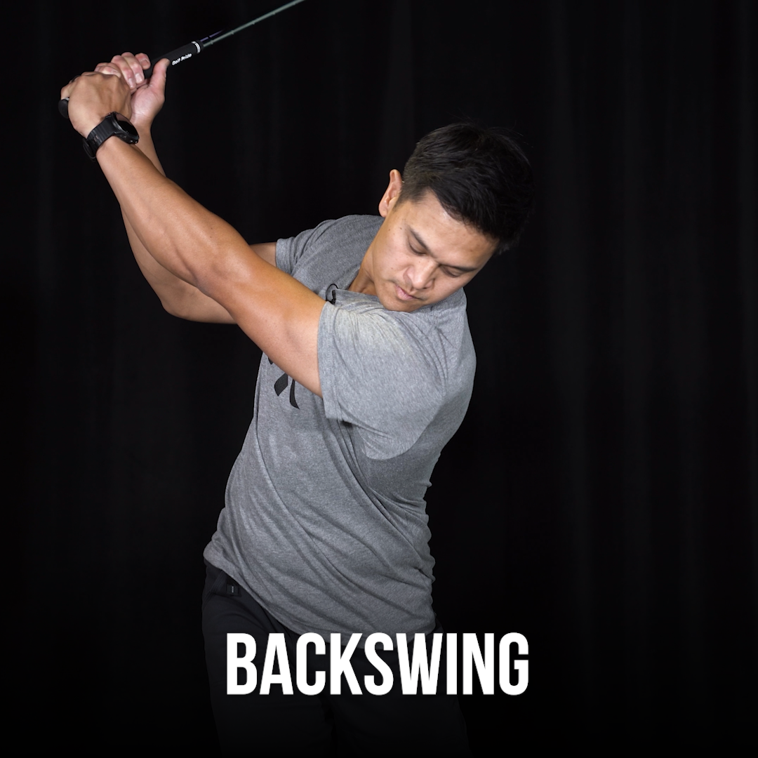 Man performing a backswing with a golf club