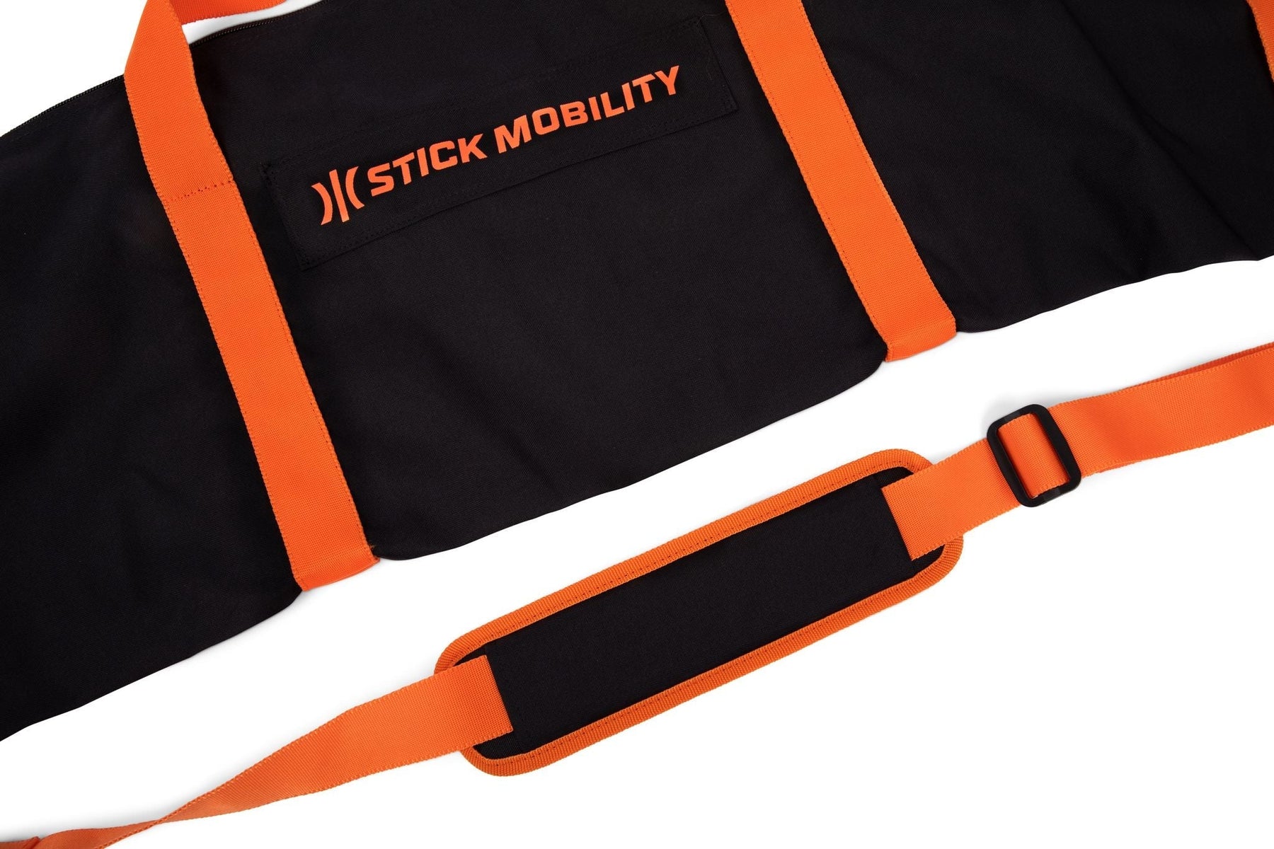 Studio image of the Stick Mobility training stick carry bag handle, showcasing its durable design and functionality, photographed on a clean white background.