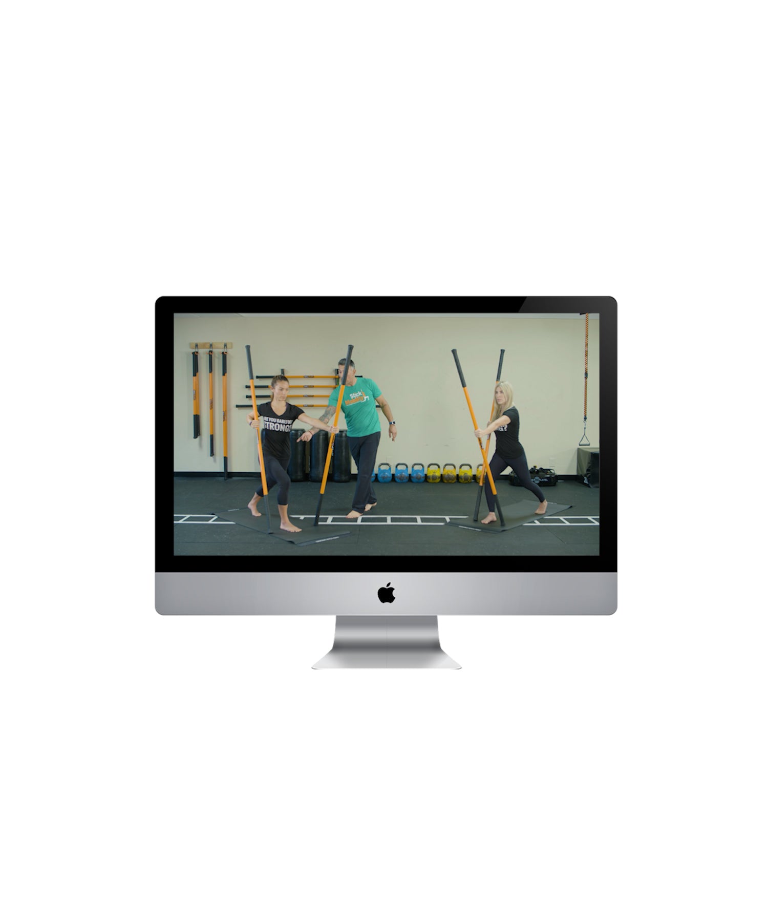 Laptop with a clip from the Stick Mobility Run Injury Free training video