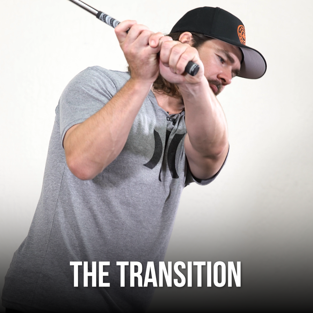 Man swinging a golf club for the Transition.