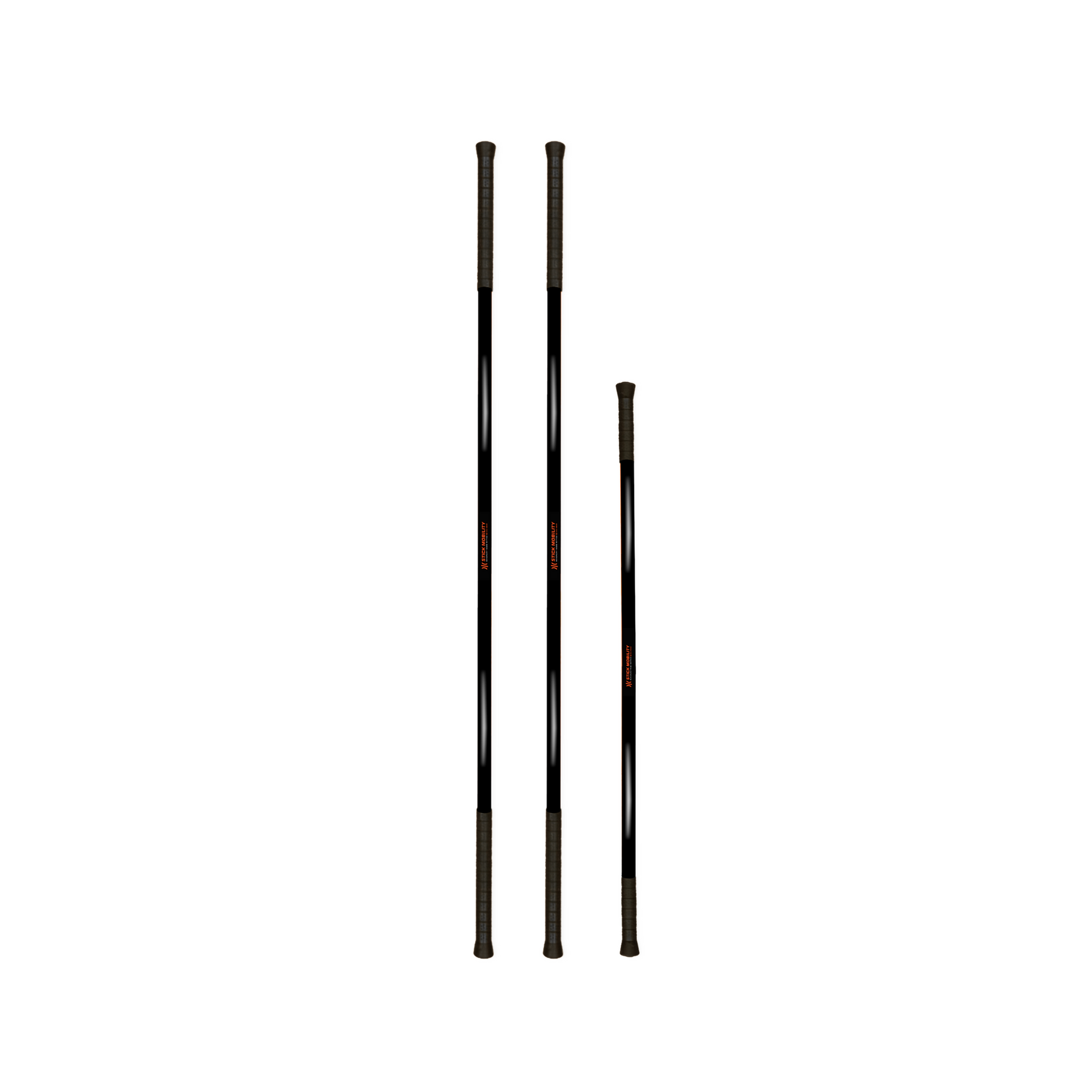 Three black sticks of varying lengths on a white background