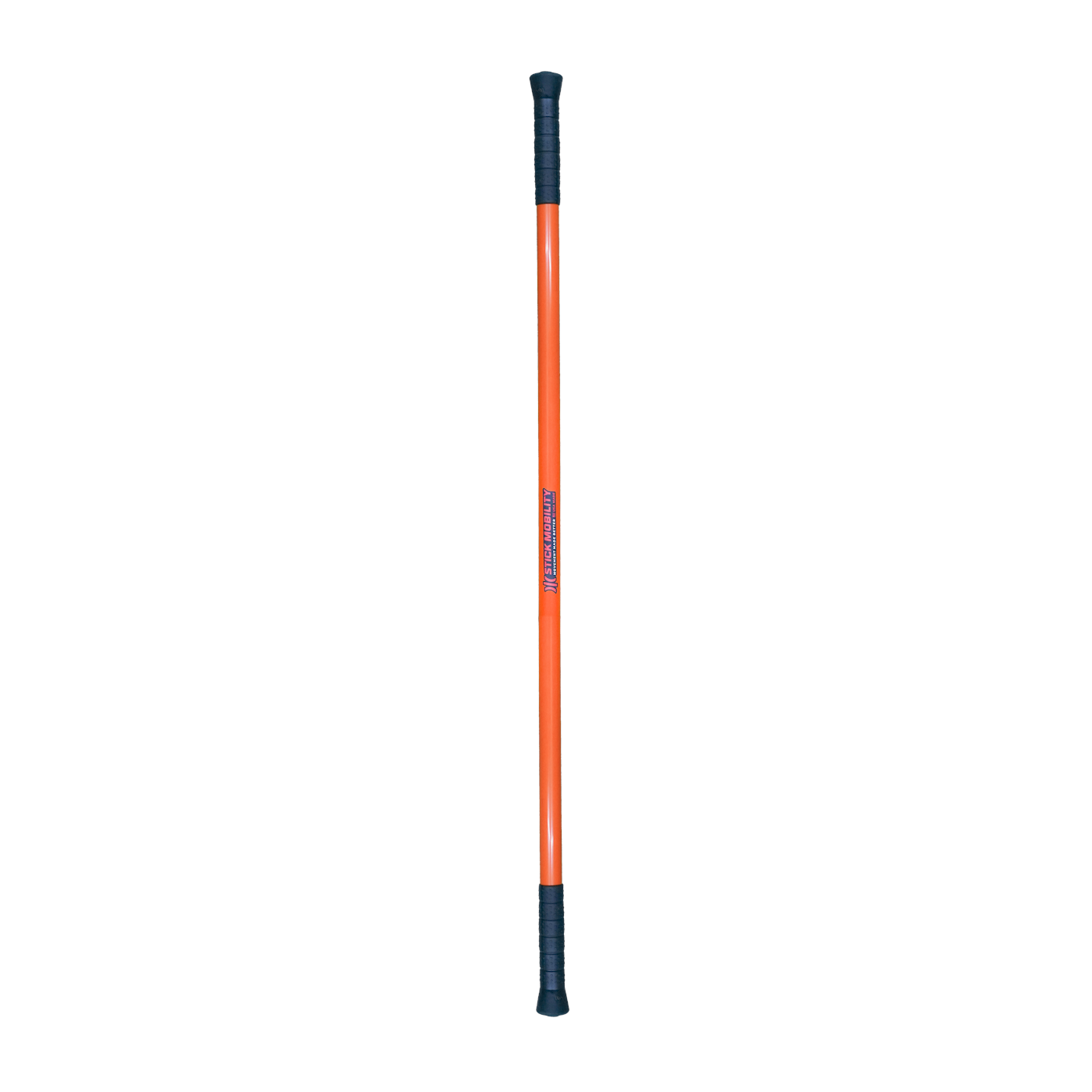 Orange pole with black top and bottom on a white background