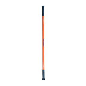 Orange pole with black top and bottom on a white background